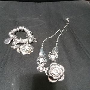 Rose themed necklace and bracelet